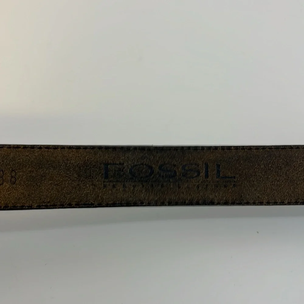 FOSSIL Black Leather Belt with Silver Tone Buckle & Tip - Men’s size 38